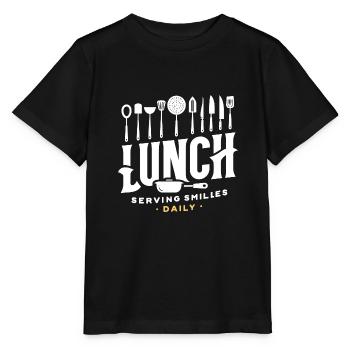 Mittagessen Täglich ein Lächeln servieren - Stanley/Stella Kinder T-Shirt MINI CREATOR  - Schwarz - Vorne - Mikhail (115cm)