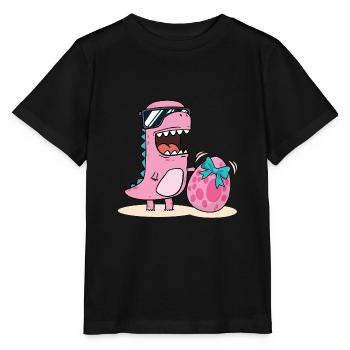 Dino with egg - dinosaur sister glasses cartoon - Stanley/Stella MINI CREATOR Kids’ T-Shirt - black - Front - Mikhail (115cm)