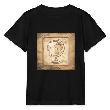 Geografie - Globus & Zeigestock / Vintage Kunst - Stanley/Stella Kinder T-Shirt MINI CREATOR  - Schwarz - Vorne - Mikhail (115cm)