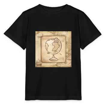 Géographie - Globe & Pointer / Carte du Vieux Monde - T-shirt bio MINI CREATOR Stanley/Stella Enfant - noir - Devant - Mikhail (115cm)