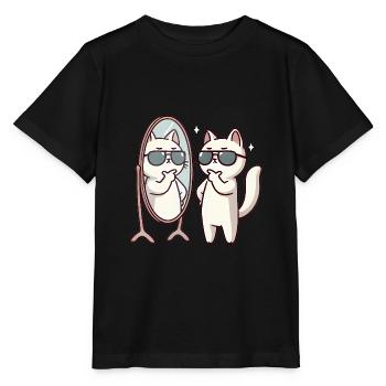 Confident Cat with Sunglasses Design - Stanley/Stella MINI CREATOR Kids’ T-Shirt - black - Front - Mikhail (115cm)