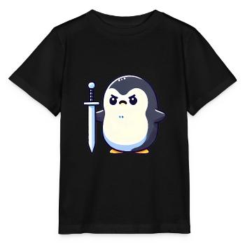 Tiny Penguin Warrior - Stanley/Stella MINI CREATOR Kids’ T-Shirt - black - Front - Mikhail (115cm)