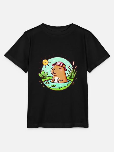 Chill Capibara al sol Ilustración - Camiseta para niños MINI CREATOR de Stanley/Stella - negro