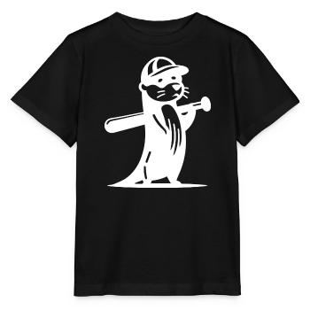 Otter Baseball Silhouette - Stanley/Stella MINI CREATOR Kids’ T-Shirt - black - Front - Mikhail (115cm)