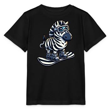 Zebra Snowboard Champion - Climb the Mountain in Style - Stanley/Stella MINI CREATOR Kids’ T-Shirt - black - Front - Mikhail (115cm)