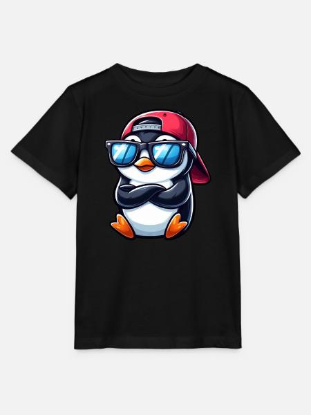 Cool Penguin with Sunglasses Cartoon 1 - Stanley/Stella MINI CREATOR Kids’ T-Shirt - black