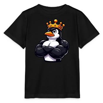 Muskulöser Pinguinkönig Fitness Workout - Stanley/Stella Kinder T-Shirt MINI CREATOR  - Schwarz - Vorne - Mikhail (115cm)