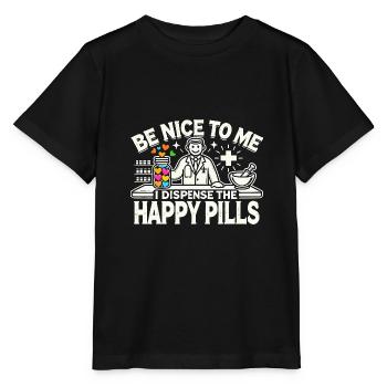 Sei nett zu mir, ich verteile die Glückspillen - Stanley/Stella Kinder T-Shirt MINI CREATOR  - Schwarz - Vorne - Mikhail (115cm)