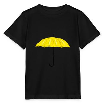 Gelber Regenschirm - Stanley/Stella Kinder T-Shirt MINI CREATOR  - Schwarz - Vorne - Mikhail (115cm)