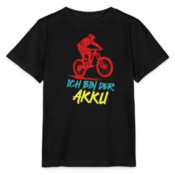 Radfahrer ICH BIN DER AKKU Radeln Lustiges - Stanley/Stella Kinder T-Shirt MINI CREATOR  - Schwarz - Vorne - Mikhail (115cm)