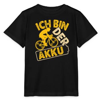 Radfahrer ICH BIN DER AKKU Radeln Lustiges - Stanley/Stella Kinder T-Shirt MINI CREATOR  - Schwarz - Vorne - Mikhail (115cm)