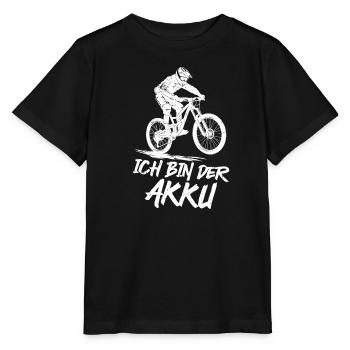 Radfahrer ICH BIN DER AKKU Radeln Lustiges - Stanley/Stella Kinder T-Shirt MINI CREATOR  - Schwarz - Vorne - Mikhail (115cm)
