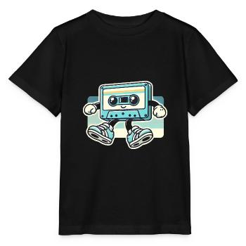 Cassette rétro bande dessinée Design - T-shirt bio MINI CREATOR Stanley/Stella Enfant - noir - Devant - Mikhail (115cm)