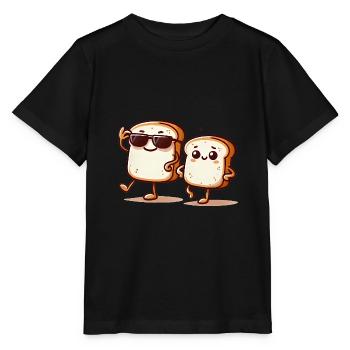 Cooles Gluten Brot Duo Cartoon Design - Stanley/Stella Kinder T-Shirt MINI CREATOR  - Schwarz - Vorne - Mikhail (115cm)