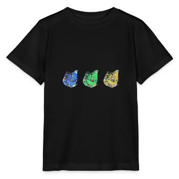 cat, blue, painting, kitten, warhol, pop art - Stanley/Stella MINI CREATOR Kids’ T-Shirt - black - Front - Mikhail (115cm)