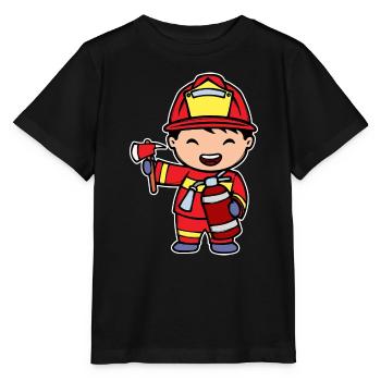Casque d’extincteur volontaire des pompiers - T-shirt bio MINI CREATOR Stanley/Stella Enfant - noir - Devant - Mikhail (115cm)