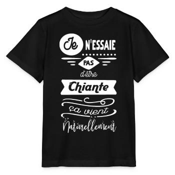 je n essaie pas d être chiante... - T-shirt bio MINI CREATOR Stanley/Stella Enfant - noir - Devant - Mikhail (115cm)