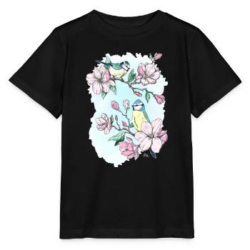 Blue and magnolias - Stanley/Stella MINI CREATOR Kids’ T-Shirt - black - Front - Mikhail (115cm)