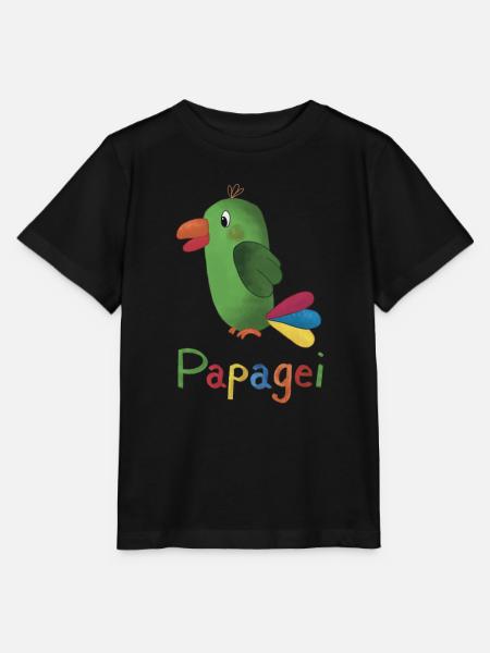 Papagei – Buntes Tiermotiv 🦜🌈 - Stanley/Stella Kinder T-Shirt MINI CREATOR - Schwarz