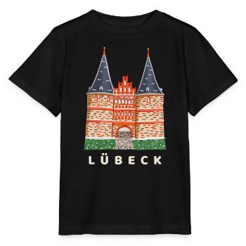Lübeck World Heritage Site Holstentor, Northern Germany - Stanley/Stella MINI CREATOR Kids’ T-Shirt - black - Front - Mikhail (115cm)