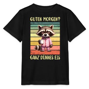 Waschbär Morgenmuffel - Stanley/Stella Kinder T-Shirt MINI CREATOR  - Schwarz - Vorne - Mikhail (115cm)