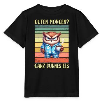 Eule Morgenmuffel - Stanley/Stella Kinder T-Shirt MINI CREATOR  - Schwarz - Vorne - Mikhail (115cm)