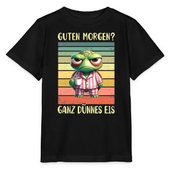 Schildkröte Morgenmuffel - Stanley/Stella Kinder T-Shirt MINI CREATOR  - Schwarz - Vorne - Mikhail (115cm)