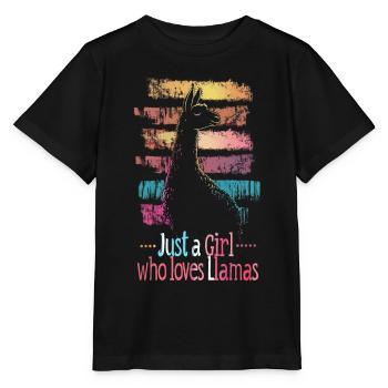 Llama Alpaca Vintage Just a Girl who loves Llamas - Stanley/Stella MINI CREATOR Kids’ T-Shirt - black - Front - Mikhail (115cm)