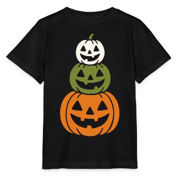 Halloween Kürbislaternen Motiv - Stanley/Stella Kinder T-Shirt MINI CREATOR  - Schwarz - Vorne - Mikhail (115cm)