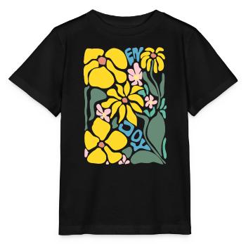 Fleurs de Bonne Humeur - Jaune - T-shirt bio MINI CREATOR Stanley/Stella Enfant - noir - Devant - Mikhail (115cm)