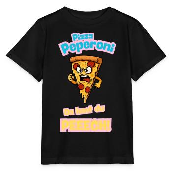 Wütende Pepperoni Pizza Karikatur - Stanley/Stella Kinder T-Shirt MINI CREATOR  - Schwarz - Vorne - Mikhail (115cm)