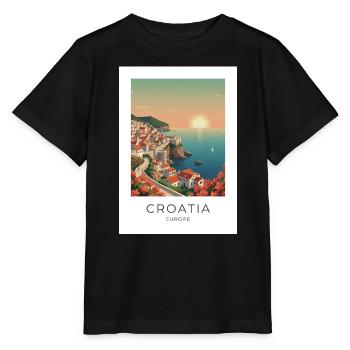 Coucher de soleil de l’Idylle côtier croate - T-shirt bio MINI CREATOR Stanley/Stella Enfant - noir - Devant - Mikhail (115cm)