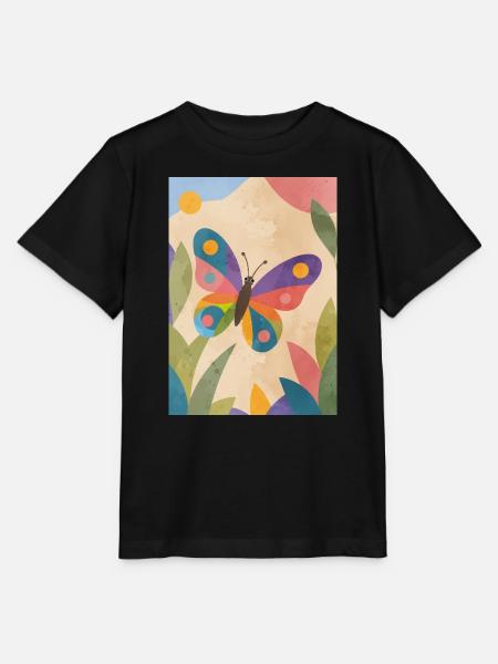 Bunter Schmetterling im Naturgarten - Stanley/Stella Kinder T-Shirt MINI CREATOR - Schwarz