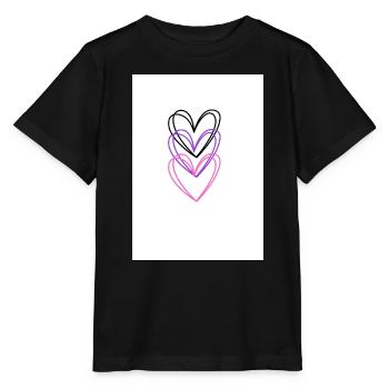 Drei ineinander verschlungene Herzen in Neonfarben - Stanley/Stella Kinder T-Shirt MINI CREATOR  - Schwarz - Vorne - Mikhail (115cm)