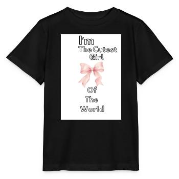Cutest girl with ribbon - Stanley/Stella MINI CREATOR Kids’ T-Shirt - black - Front - Mikhail (115cm)