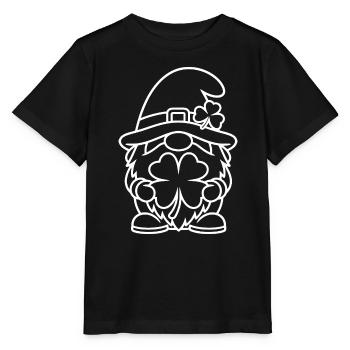 Cute dwarf with lucky clover - Stanley/Stella MINI CREATOR Kids’ T-Shirt - black - Front - Mikhail (115cm)