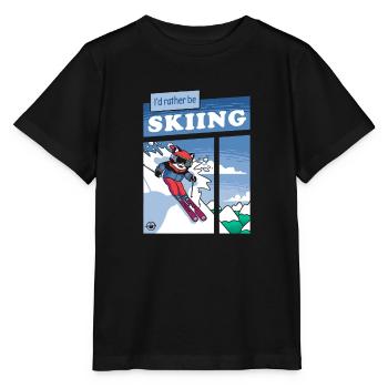 Tuxedo Cat Abfahrtsski-Comic - Stanley/Stella Kinder T-Shirt MINI CREATOR  - Schwarz - Vorne - Mikhail (115cm)