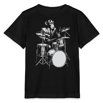 Monkey Jazz Drummer - Stanley/Stella Kinder T-Shirt MINI CREATOR  - Schwarz - Vorne - Mikhail (115cm)