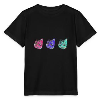 cats, colorful,pop-art, art,warhol,graffiti,cat - Stanley/Stella MINI CREATOR Kids’ T-Shirt - black - Front - Mikhail (115cm)