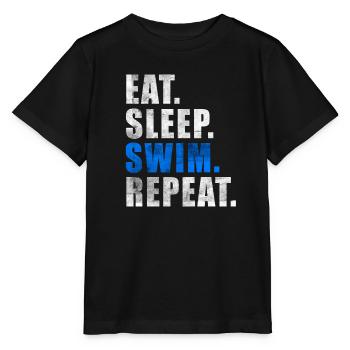 EAT SLEEP SWIM REPEAT Swimming Lifeguard Schwimmer - Stanley/Stella Kinder T-Shirt MINI CREATOR  - Schwarz - Vorne - Mikhail (115cm)