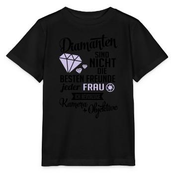 Fotografin: Diamanten? ich will Kamera & Objektive - Stanley/Stella Kinder T-Shirt MINI CREATOR  - Schwarz - Vorne - Mikhail (115cm)