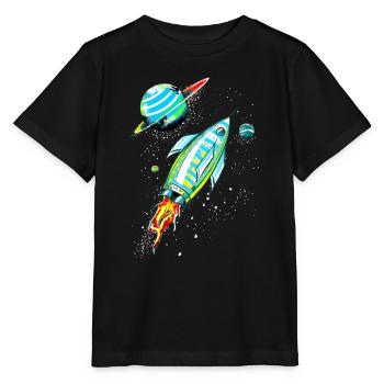 Fusée dans l'espace - T-shirt bio MINI CREATOR Stanley/Stella Enfant - noir - Devant - Mikhail (115cm)