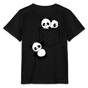 Panda poche - T-shirt bio MINI CREATOR Stanley/Stella Enfant - noir - Devant - Mikhail (115cm)