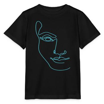 Line Art Weibliche Silhouette Weibliche Gesichter - Stanley/Stella Kinder T-Shirt MINI CREATOR  - Schwarz - Vorne - Mikhail (115cm)
