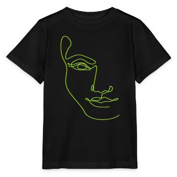Line art female silhouette Female faces face - Stanley/Stella MINI CREATOR Kids’ T-Shirt - black - Front - Mikhail (115cm)