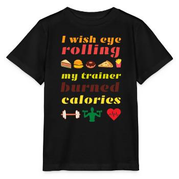 J’aimerais que mon entraîneur brûle des calories - T-shirt bio MINI CREATOR Stanley/Stella Enfant - noir - Devant - Mikhail (115cm)