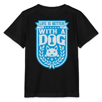 better with a dog - Stanley/Stella MINI CREATOR Kids’ T-Shirt - black - Front - Mikhail (115cm)