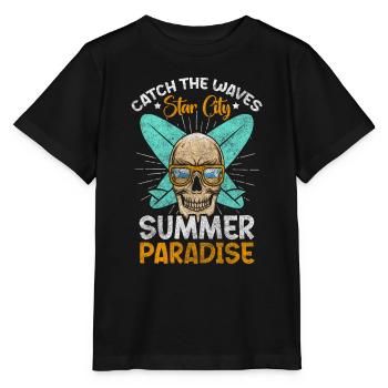Surfen Meer Wasser - Stanley/Stella Kinder T-Shirt MINI CREATOR  - Schwarz - Vorne - Mikhail (115cm)