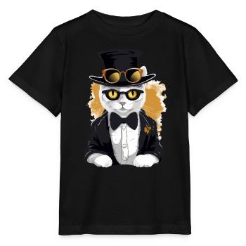 Micky le chat chic - T-shirt bio MINI CREATOR Stanley/Stella Enfant - noir - Devant - Mikhail (115cm)