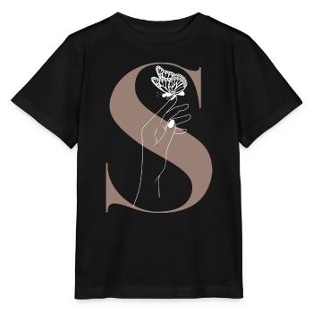 Magischer Schmetterlingsbuchstabe - Stanley/Stella Kinder T-Shirt MINI CREATOR  - Schwarz - Vorne - Mikhail (115cm)